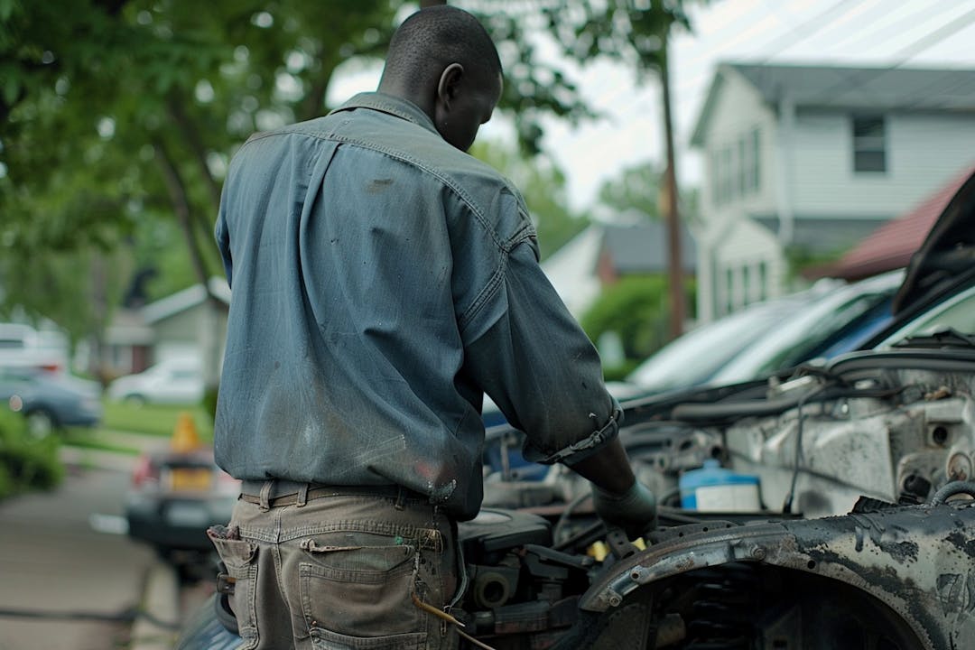 picture of a mobile mechanic working on a car