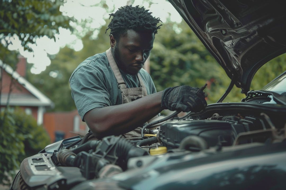 mobile mechanic working on a car 